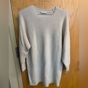 Babaton Light Gray/cream Ribbed Sweater Dress